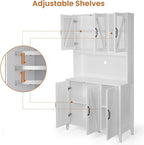 VOWNER Kitchen Pantry Storage Cabinet, Tall Kitchen Cabinets with 6 Doors, Freestanding Storage Cabinet with Adjustable Shelves for Kitchen, Dining Room, White
