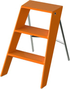 HOTEAGLE Modern Folding Chair - Multifunctional Design Doubles as Step Stool & Storage Shelf, Sturdy Engineering Plastic for Kitchen, Dining & Bistro,Orange