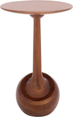 SAFAVIEH Home Collection - Irachi Solid Wood Accent Table with Sculptural Round Base in Walnut Finish, Modern Side Table, Fully Assembled (ACC3227A)
