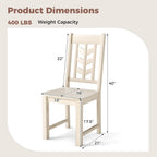 GIANTEX Wooden Dining Chairs Set of 2, Kitchen Chair w/Rubber Wood Frame & Leaf-Shaped High Back, Max Load 400 LBS, Farmhouse Armless Dinette Side Chairs for Living Room Restaurant, Cream White
