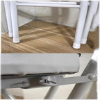 Portable Folding Stool, Non-Slip Feet, Kitchen Folding Stool with Backrest, Padded, Folding Round Stool for Adults Kitchen Garden Bathroom(Black+White,55cm/22in)