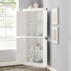 Maykoosh Tall Corner Pantry Cabinet - Modern Kitchen Storage, 2 Stackable Pantries, White, Space Saving