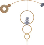 Kinetic Wind Spinner Zen Circles | Metal Modern Yard Art Garden Sculpture | Outdoor Steel Decor with Rock Cairn by Aura Life (Bare Steel)