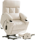 Power Lift Recliner Chair for Elderly with Extended Footrest, Infinite Position Lay Flat Recliner Chair for Adult W/Massage & Heating, Adjustable Headrest, 3-Motor Zero Gravity,Cup Holder, Fabric