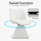 Swivel Dining Chair, Modern Faux Leather Kitchen Chair, Upholstered Armless Side Chair with Metal Base for Dining Room, Desk, Vanity, 1 PCS (White)