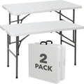 SIMPLI-Magic White Foldable Table (4FT), 2-Pack Indoor/Outdoor Folding Utility Tables with Carry Handle for Parties, Events, Crafts, and Picnics
