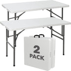 SIMPLI-Magic White Foldable Table (4FT), 2-Pack Indoor/Outdoor Folding Utility Tables with Carry Handle for Parties, Events, Crafts, and Picnics