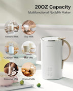 OK MOKKOM Automatic Nut Milk Maker 20 oz Soy Milk Maker, Homemade Almond, Oat, Coconut, Soy, Plant-Based Milk Dairy Free Beverages, Almond Milk Maker with Delay Start/Boild Water/Self Clean - White