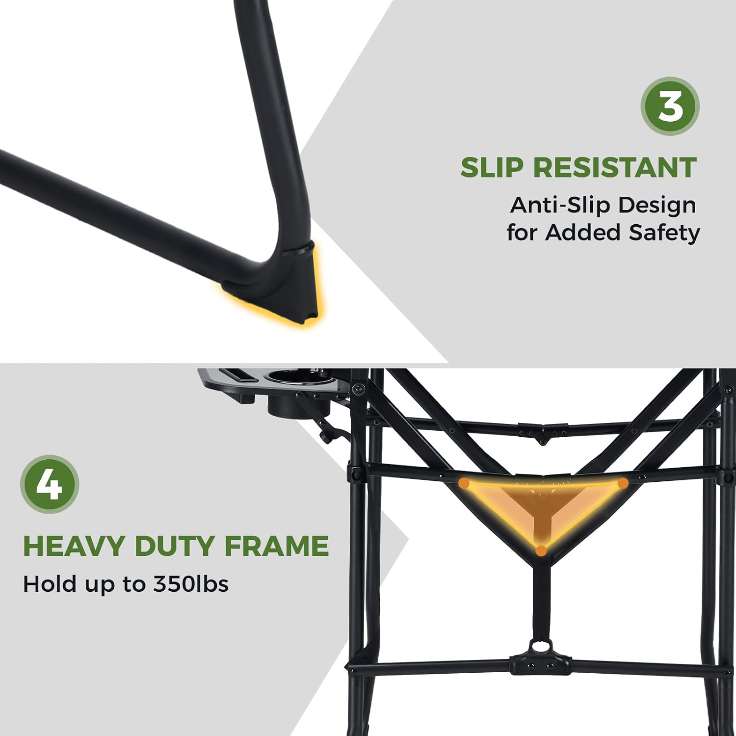 EVER ADVANCED Portable 30.7" Seat Height Tall Folding Camping Chair Directors Chair High Foldable Bar Stool with Side Table for Makeup Artist, Sports Event, Craft Show, Supports 350LBS