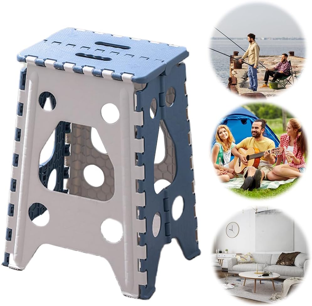 Folding Step Stool 18in Heavy Duty Step Stools for Adults Non Slip Folding Stool with Handle Portable Foldable Step Stool for Kitchen Bathroom Bedroom-Up to 400LBS