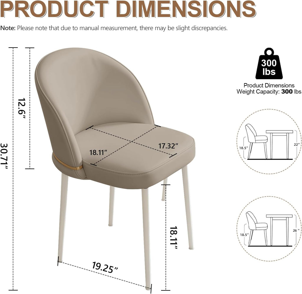 Modern Dining Chairs Set of 4, Swivel Upholstered Dining Chair with Metal Legs, Curved Backrest for Dining Room, Restaurant, Grey