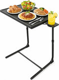 LORYERGO TV Tray - TV Table for Eating, Folding Table Trays with 6 Height & 3 Tilt Angle, TV Tray Table with Cup Holder, Dinner Tray for Eating or Working on Couch, Bed, Living Room, Home & Office