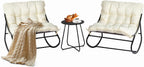 VINGLI Rocking Patio Chairs Set of 2 with Side Table, Heavy Duty 400 LBS Capacity, Padded Outdoor Indoor Rockers, White