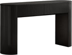 Console Table with Storage Drawers, 55 Inch Fluted Entryway Tables, Mid-Century Sofa Table Behind Couch, Wood Thin Hallway Tables, Modern Foyer Table for Living Room, Hallway, Accent Home Decor Black