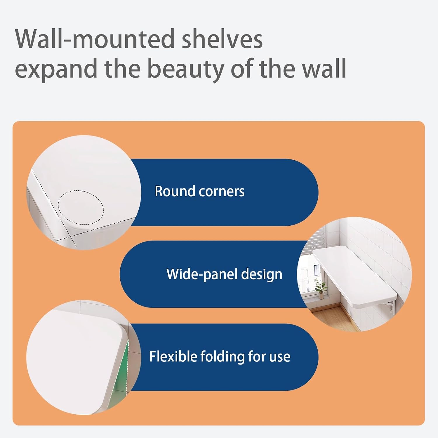 Wall Mounted Drop Leaf Table, Sturdy Wood with Heavy Duty Bracket, Foldable Space Saving for Home Office, Laundry Room(Warm White,100 * 40cm/39.3 * 15.7in)