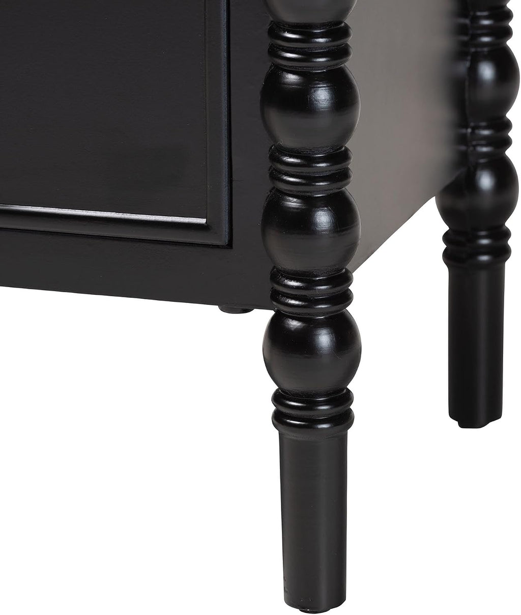 Baxton Studio Malinda Classic Black Wood 2-Drawer End Table with Spindle Legs