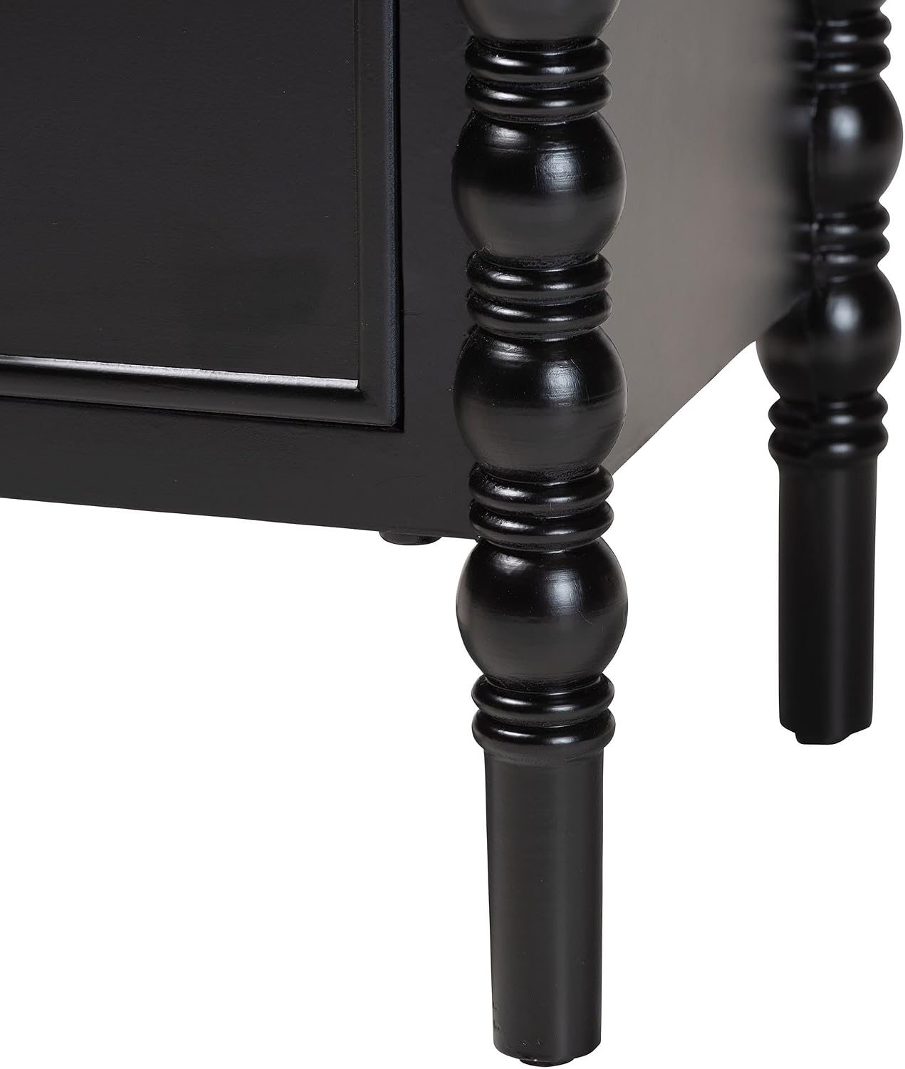 Baxton Studio Malinda Classic Black Wood 2-Drawer End Table with Spindle Legs