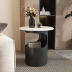 Bedside/Sofa Side Table – Micro-crystalline Stone Small Round Table for Living Room (Corner Table)