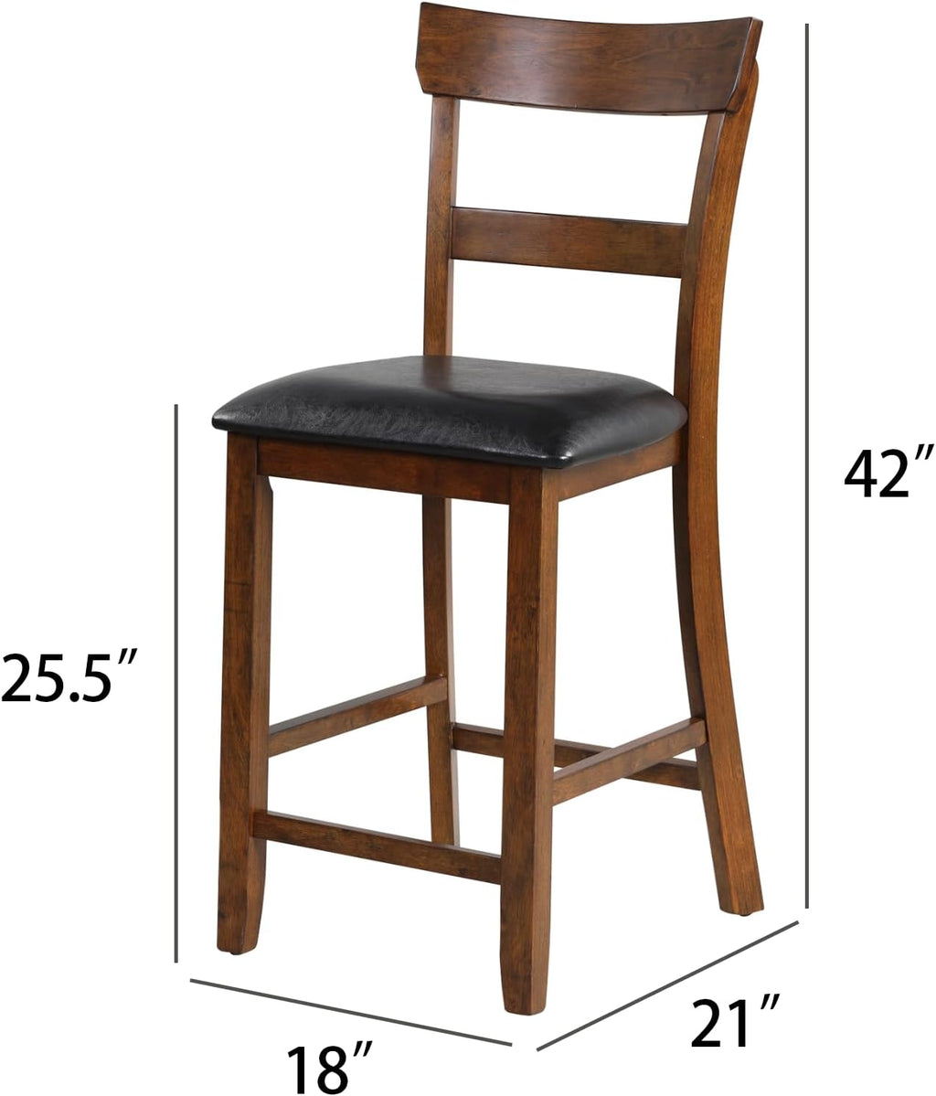 ERGOMASTER Dining Chairs Set of 4, Farmhouse 25.5" Bar Chairs, Rubber Wood Barstools with Backs, Upholstered Counter Height Bar Stools