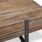 BOWERY HILL Contemporary End Table, 24" H x 22" W x 26" D, Reclaimed Wood, Rustic Honey Finish, Distressed Iron Base, Durable Compact Design, Industrial Farmhouse Style for Living Room or Indoor Use