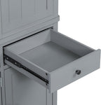 Merax 74.8'' Tall Kitchen Pantry Storage Cabinet with 6 Doors, 3 Drawers and Adjustable Shelves, Freestanding Large Cupboard & Pull-Out Trays for Kitchen, Dining Room, Living Room, Gray