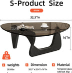 Modern Glass Coffee Table, Mid Century Coffee Table, Small Coffee Table for Living Room,Suitable for Bedroom Living Room Reception Office Tables (Black/Grey, Small)