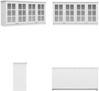 Timechee Large Cupboard, Modern Kitchen Food Pantry Storage Cabinet, White Hanging Bathroom Wall Mounted Cabinet Storage with Glass Shelf and Doors for Laundry Room(63.4"x 16.5"x 31.5")