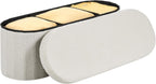 VEVOR Oval Storage Ottoman Bench, Foldable Teddy Fleece End of Bed Bench, Folding Upholstered Bed Ottoman Chest with Large Storage Space, Supports 660 lbs, for Living Room, Bedroom, Entryway, Beige