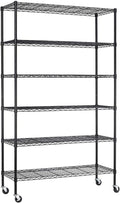18x48x72 Inch Commercial Wire Shelving Unit with Wheels 6 Tier Heavy Duty Layer Rack Storage Metal Shelf Garage Organizer Wire Rack Shelving Adjustable Utility 2100 LBS Capacity with Casters,Black