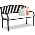 Maemttes Outdoor Bench Garden Bench, Weatherproof Anti-Rust Heavy-Duty Outside Benches Clearance, Wrought Iron Metal Bench for Front Porch, Patio, Park