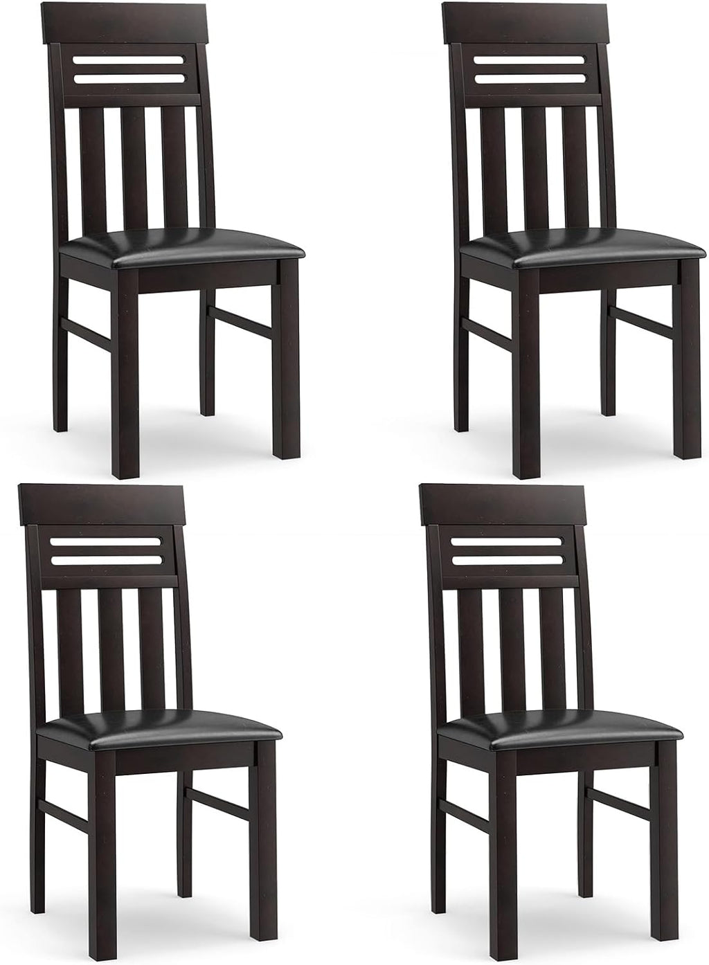 Giantex Wooden Dining Chairs Set of 4, High Back Dining Room Chairs with Padded Seat & Rubber Wood Frame, PU Leather Farmhouse Side Chairs for Kitchen Living Room