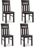Giantex Wooden Dining Chairs Set of 4, High Back Dining Room Chairs with Padded Seat & Rubber Wood Frame, PU Leather Farmhouse Side Chairs for Kitchen Living Room