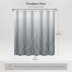 Punkray Ombre Grey Shower Curtain for Bathroom with Hooks, White Shower Curtain Set, Stripe Bath Curtains Decorative Shower Curtains Water Repellent Washable, 72 x 72