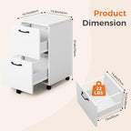 Simple Deluxe 2 Drawer Filing Cabinet, Wood Rolling Filing Cabinets with Printer Stand, Under Desk Storage Lockable Wheels, Home Office Organizer for A4 Letter Legal Size Documents,White