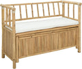 Bamboo Garden Storage Bench 110 x 47 x 80 cm Natural Finish, Outdoor Storage Bench with Hidden Seat Compartment, Post Leg Design for Patio or Indoor Use
