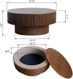 Round Coffee Table with Storage, Modern Wooden Coffee Table
