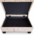 Linen Upholstered Storage Ottoman
