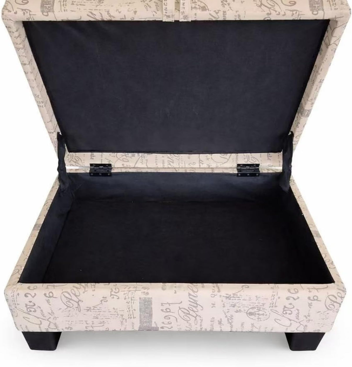 Linen Upholstered Storage Ottoman