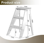 Acrylic Folding Step Stool for Adults,Portable 3 Step Ladder No Assembly | 350lbs Capacity Foot Stool with Anti-Slip Steps, Modern Decorative Display Rack, Plant Stand, Photography Props