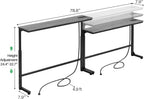 Kitstorack Narrow Sofa Table with Charging Station, 78.8" Behind Couch Table, Adjustable 24.4"-32.7" Height, Modular 2-piece Design for sectionals, entryways, Apartments, and Narrow Living Spaces