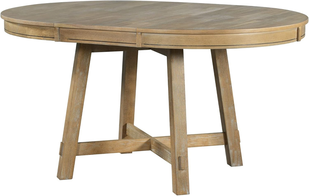 ERYE Farmhouse Style Wooden Dining Table 42-Inch Functional Extendable Round Dining Table with 16" Leaf and X-Cross Legs,Oval Wooden Diningtable for Home Apartment Diningroom, Natural Wood Wash