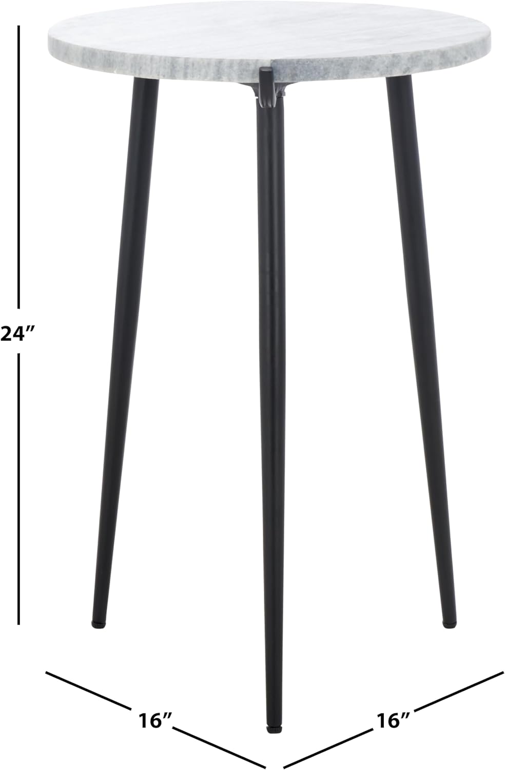 SAFAVIEH Home Collection - Hesse Side Table, Round Grey Marble Top with Black Metal Legs, Fully Assembled (ACC3732A)