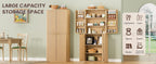 72" Tall Kitchen Pantry Modern Fluted Wood Storage Cabinet with Doors,6 Door Shelves, Organizer, Versatile Cupboard for Kitchen, Dining, Oak,30''W x 15.75''D x 72''H.