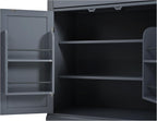 Modern Freestanding Kitchen Pantry & Buffet Food Storage Cabinet with Drawer, 2 Adjustable Shelves, 2 Door Shelves, Faux Marble Countertop - Ideal for Dining, Kitchen, and Coffee Bar (Gray)
