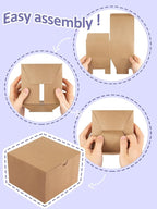 Eupako Gift Boxes 4x4x4 25 Pack Brown Kraft Paper Box with Lids Party Favor Boxes for Bridesmaids Proposal, Crafting, Cupcake, Wedding, Christmas