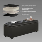 38-inch Black Faux Leather Storage Ottoman Bench with Seat & Footrest Function - End of Bed Bench for Bedroom, Living Room & Entryway