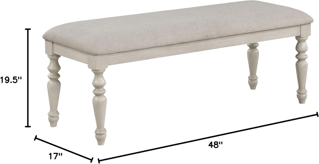 New Classic Furniture Jennifer Wood Elegant Bench, White