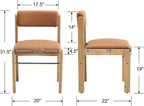 CIMOTA Faux Leather Dining Chairs Set of 4, Mid Century Modern Upholstered Dining Room Chairs with Wood Frame/Adjustable Back for Kitchen, PU Brown