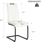 Henf Modern Dining Chairs Set of 2,Dining Room Chair Side Chairs with PU Leather Seat Black Metal Legs,Comfortable Dining Kitchen Chairs for Dining Room Living Room,White Armless Dining Chairs for 2