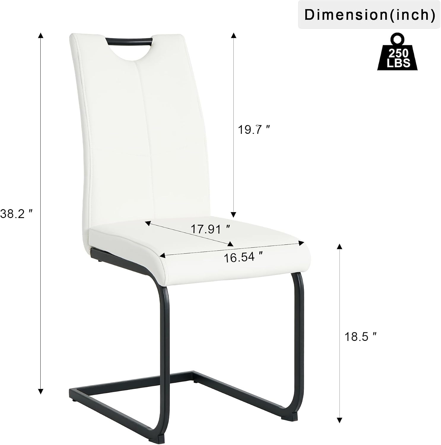 Henf Modern Dining Chairs Set of 2,Dining Room Chair Side Chairs with PU Leather Seat Black Metal Legs,Comfortable Dining Kitchen Chairs for Dining Room Living Room,White Armless Dining Chairs for 2
